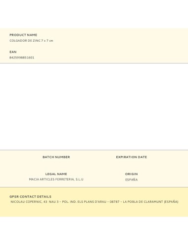 Colgador de zinc 7 x 7 cm