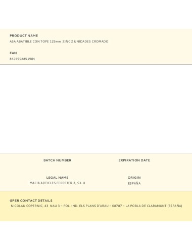 Asa abatible con tope 125mm zinc 2 unidades cromado