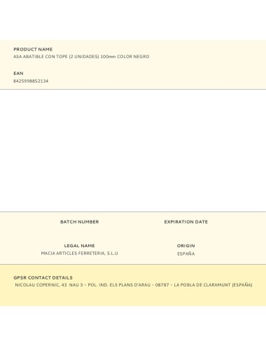 Asa abatible con tope (2 unidades) 100mm color negro