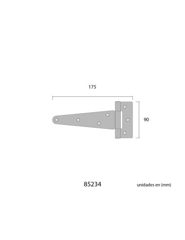 Bisagra en forma de t 185 x 90 mm de hierro negro epoxy