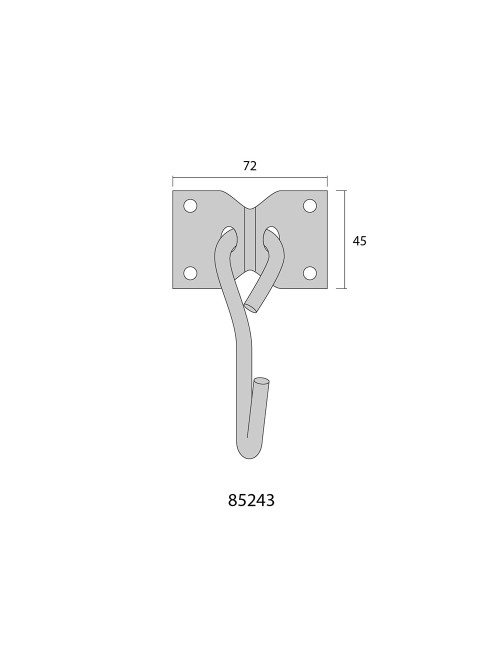2 unid. placa con gancho colgador de hamaca 70x45mm cromo