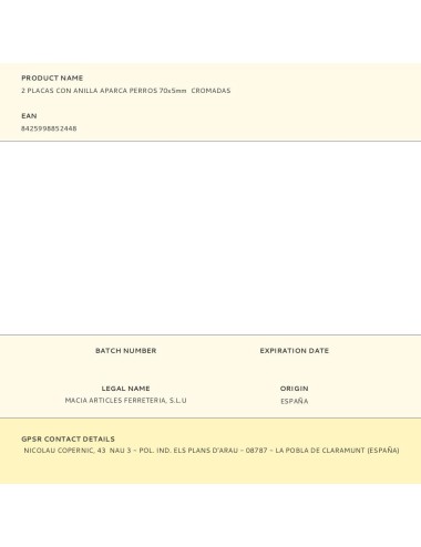 2 placas con anilla aparca perros 70x5mm cromadas