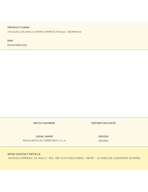 2 placas con anilla aparca perros 70x5mm cromadas