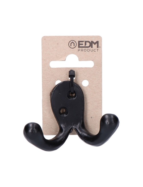 Colgador doble de forja negro 7,5 x 5 cm