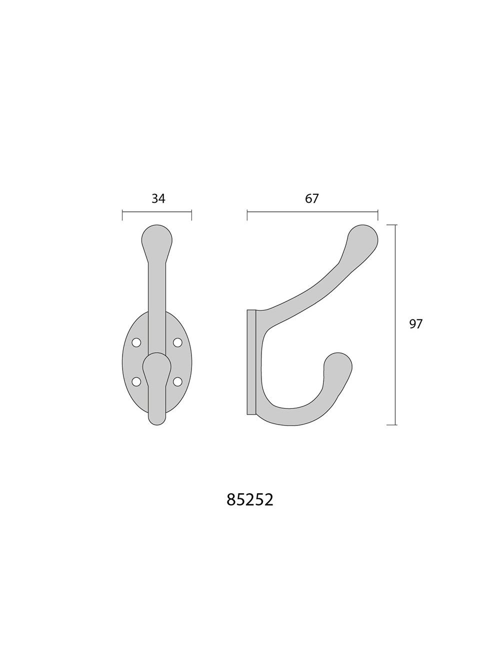 Colgador de forja negro 13 x 5 cm
