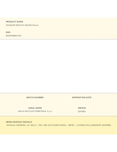 Pasador rústico negro 40 mm