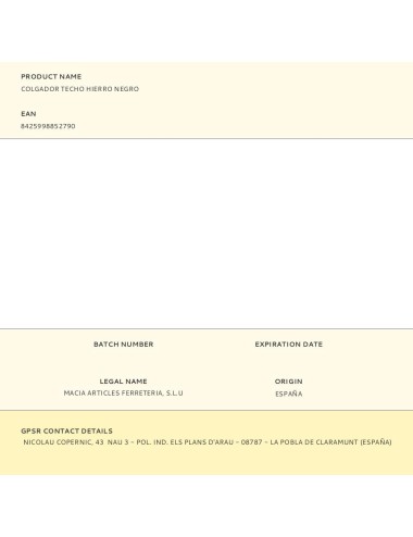 Colgador techo hierro negro