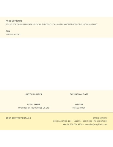 Bolso portaherramientas oficial electricista + correa hombro