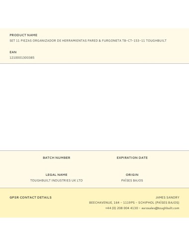 Organizador de herramientas pared & furgoneta, set 11 piezas