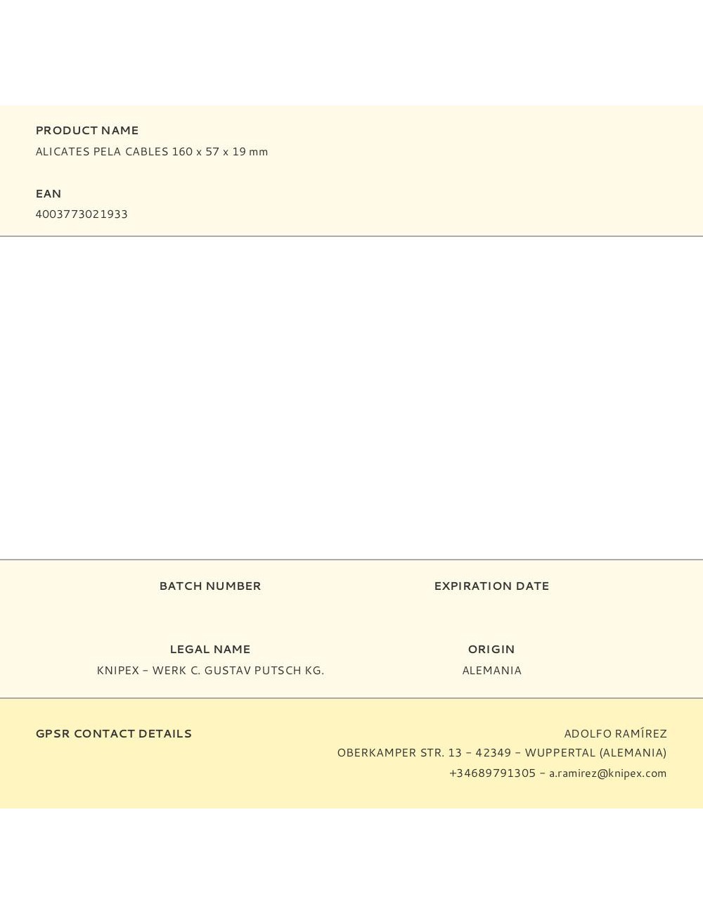 Alicates pelacables 160 x 57 x 19 mm