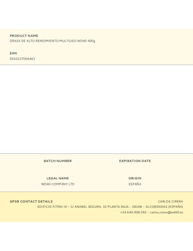 Grasa de alto rendimiento multiuso specialist 400 g