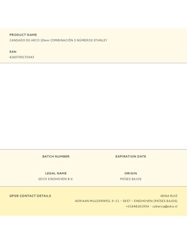Candado de arco 20mm combinación 3 números stanley