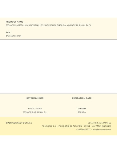 Estantería metálica sin tornillos maderclick 5/400 galva/madera simon rack