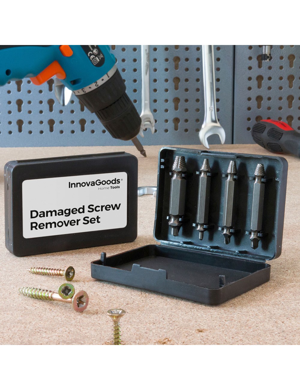 Brocas para extraer tornillos dañados, pack 4 uds