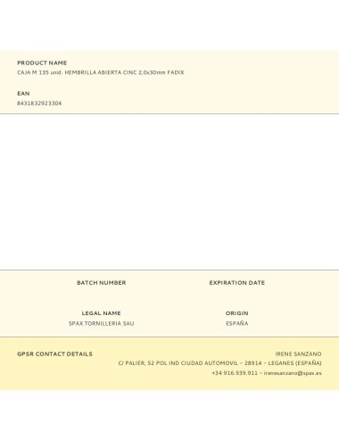 Hembrilla abierta zincado 2,0 x 30 mm, caja m 135 uds