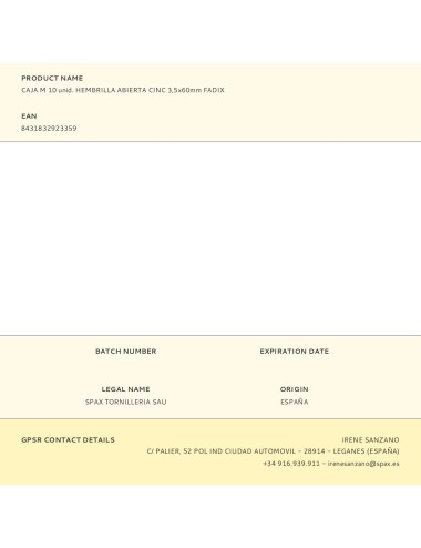 Hembrilla abierta zincado 3,5 x 60 mm, caja m 10 uds