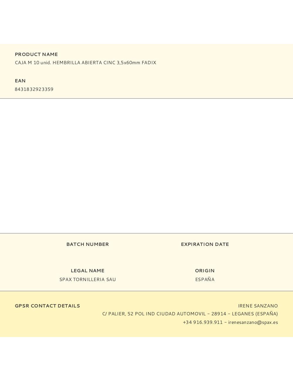 Hembrilla abierta zincado 3,5 x 60 mm, caja m 10 uds