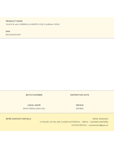 Hembrilla abierta zincado 4,5 x 80 mm, caja m 6 uds