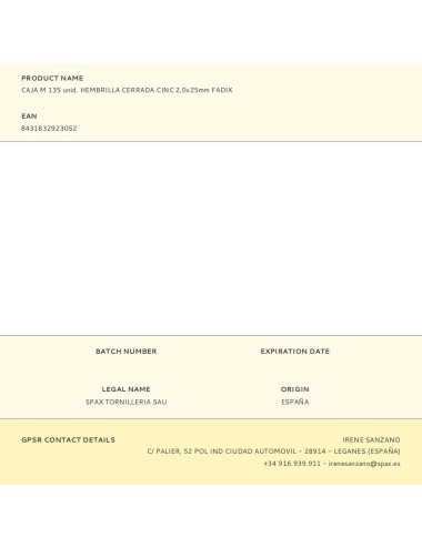 Hembrilla cerrada zincado 2,0 x 25 mm, caja m 135 uds