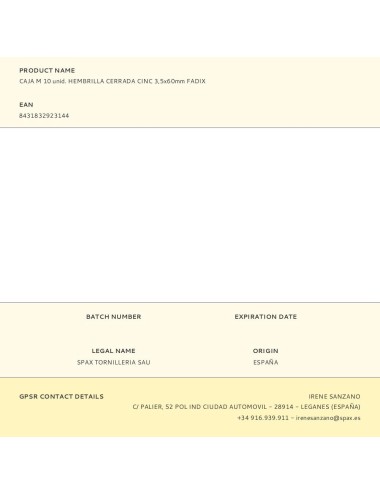 Hembrilla cerrada zincado 3,5 x 60 mm, caja m 10 uds