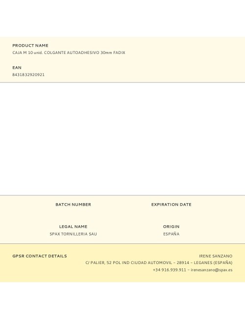 Caja m 10 unid. colgante autoadhesivo 30mm fadix