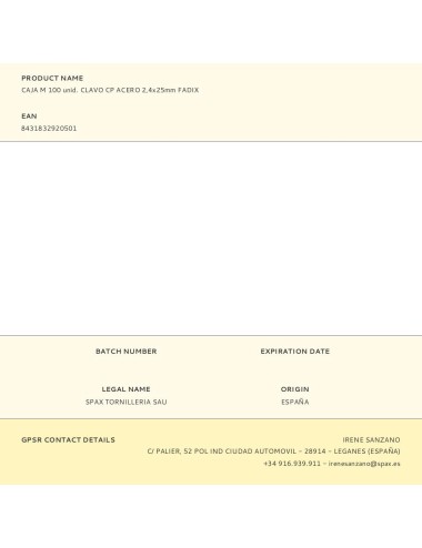 Caja m 100 unid. clavo cp acero 2,4x25mm fadix