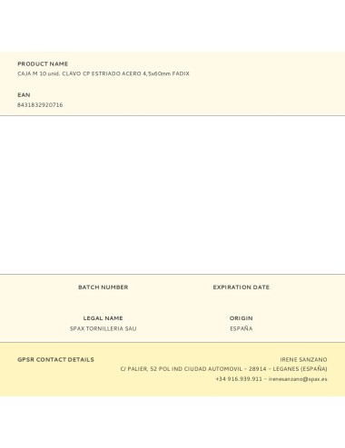 Caja m 10 unid. clavo cp estriado acero 4,5x60mm fadix