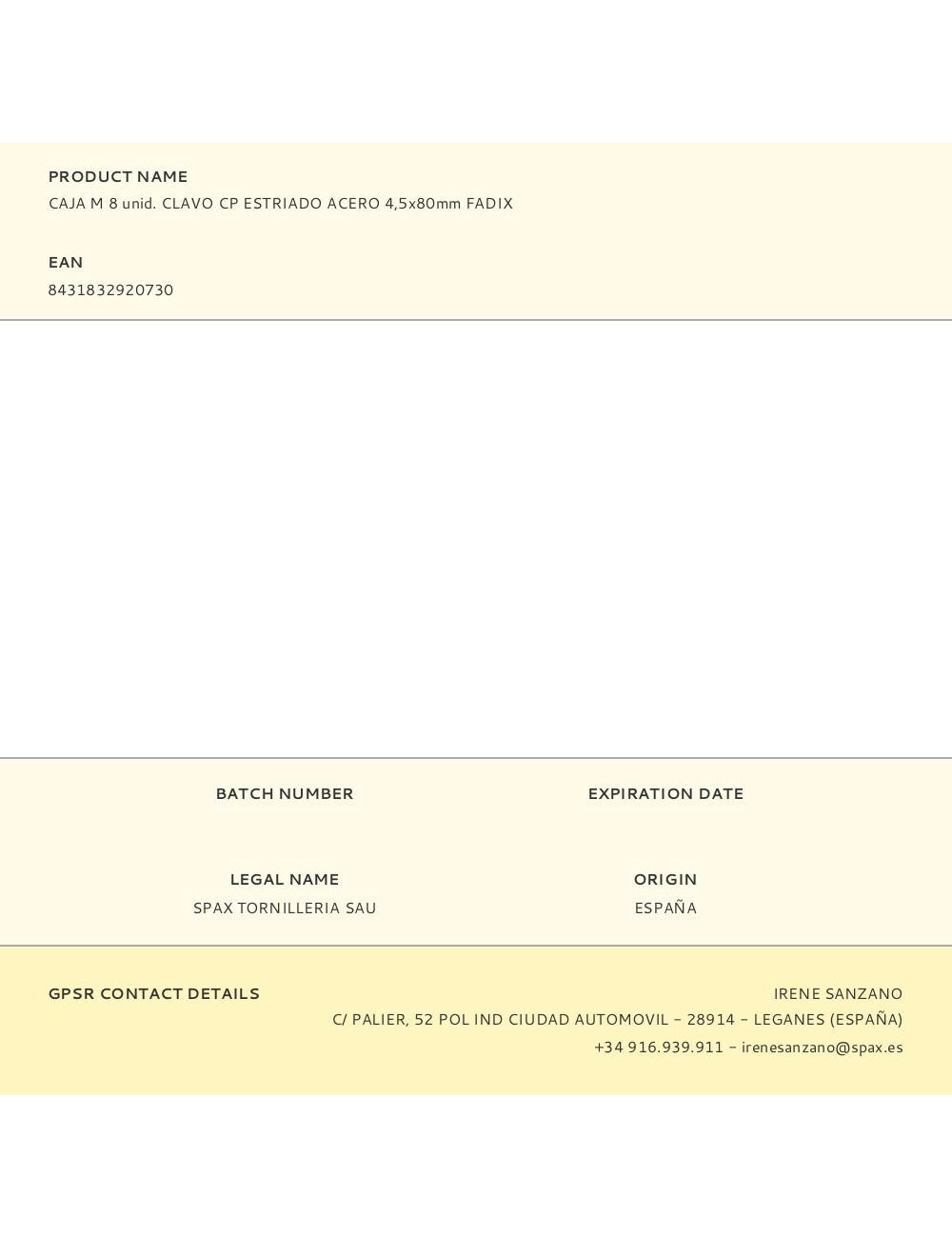 Caja m 8 unid. clavo cp estriado acero 4,5x80mm fadix