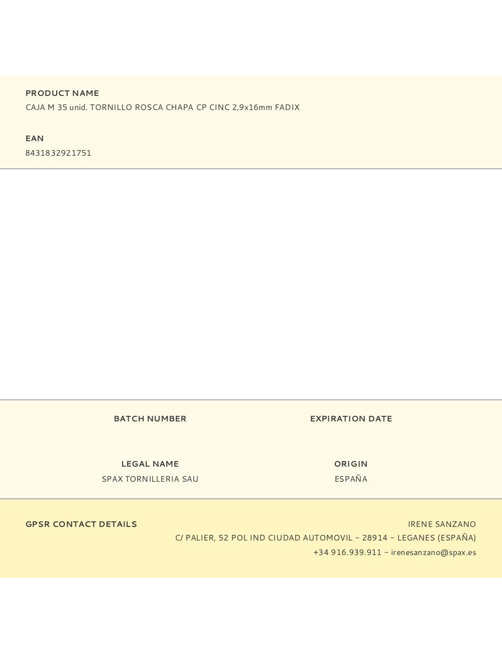 Caja m 35 unid. tornillo rosca chapa cp cinc 2,9x16mm fadix