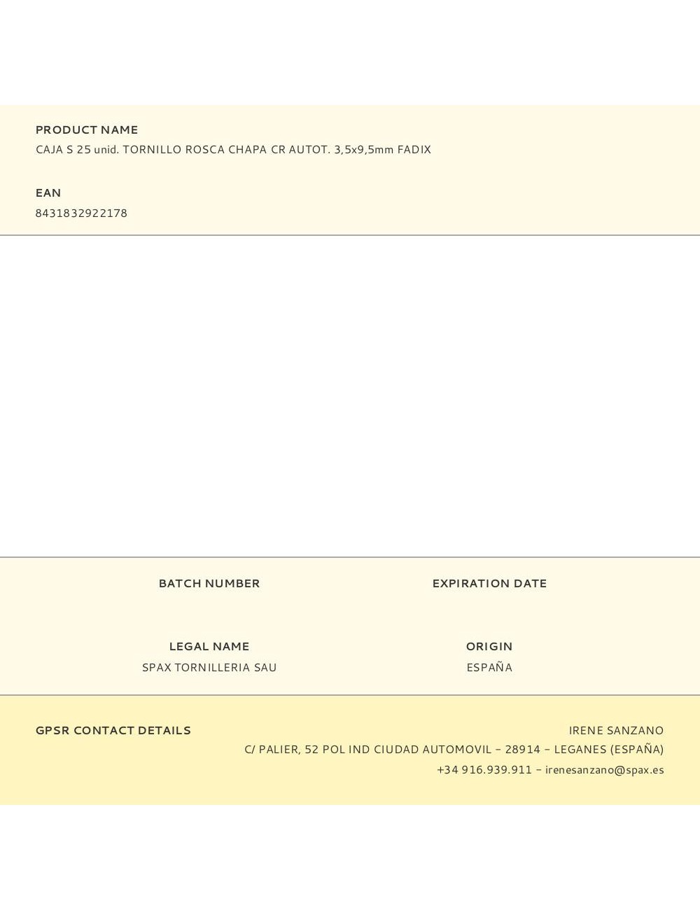 Caja s 25 unid. tornillo rosca chapa cr autot. 3,5x9,5mm fadix