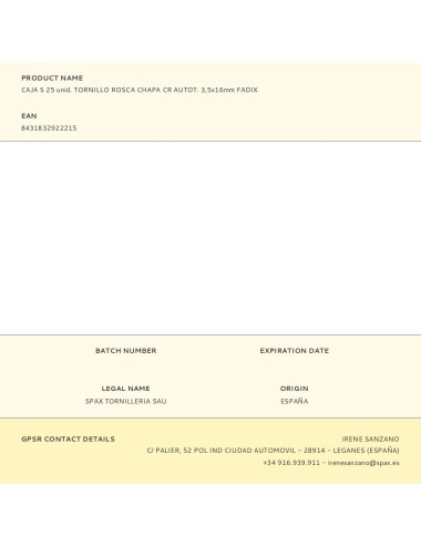 Caja s 25 unid. tornillo rosca chapa cr autot. 3,5x16mm fadix