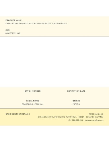 Caja s 15 unid. tornillo rosca chapa cr autot. 3,9x25mm fadix