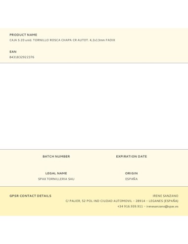 Caja s 20 unid. tornillo rosca chapa cr autot. 4,2x13mm fadix