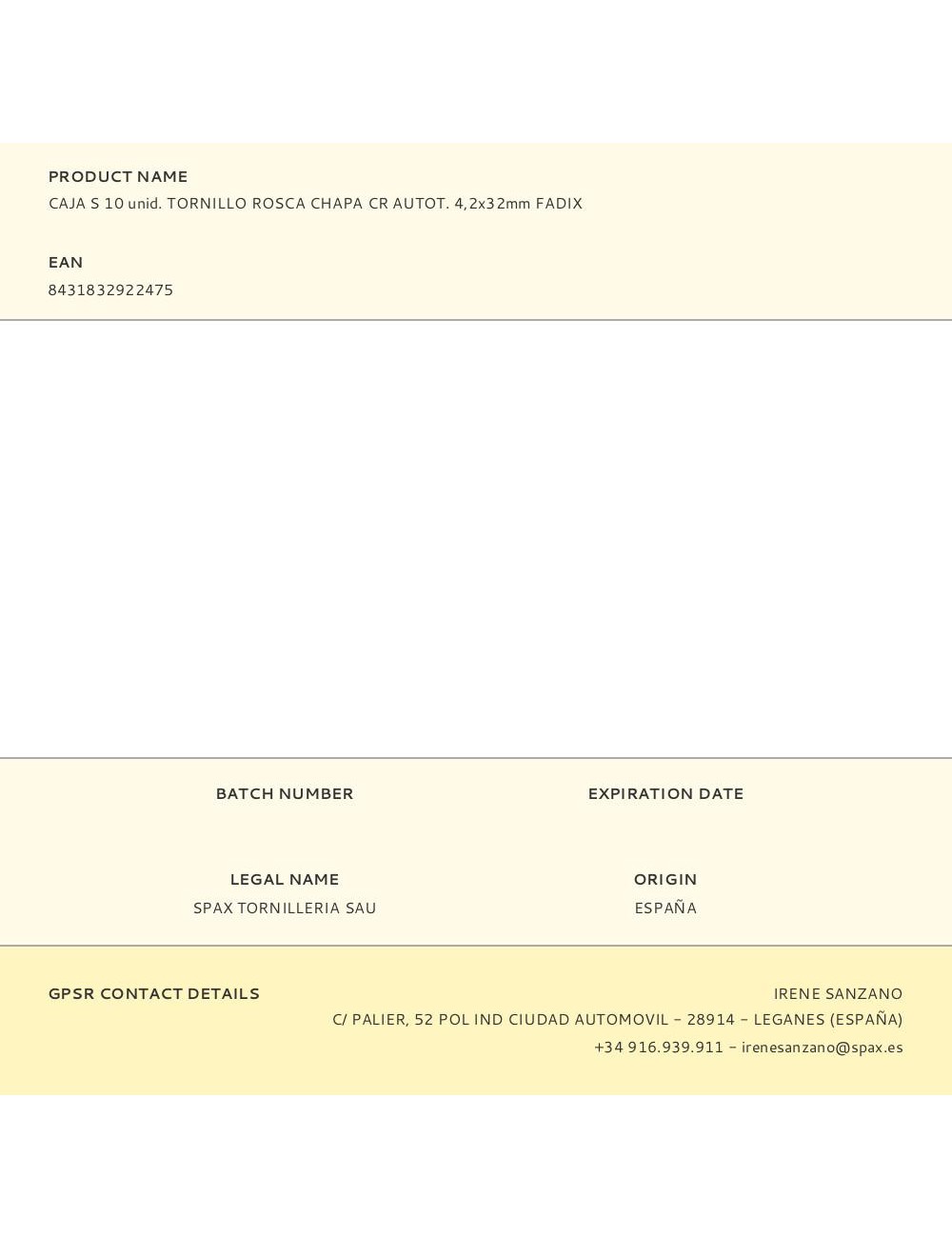 Caja s 10 unid. tornillo rosca chapa cr autot. 4,2x32mm fadix