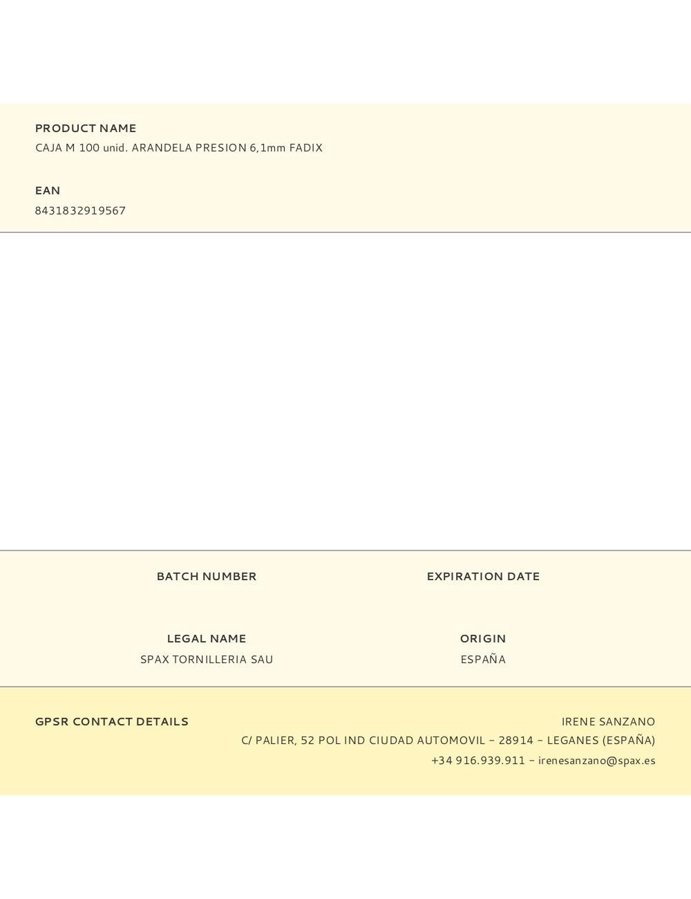Caja m 100 unid. arandela presion 6,1mm fadix