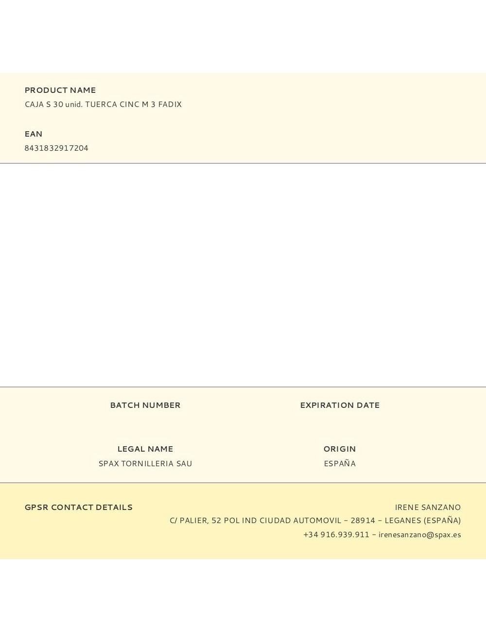 Caja s 30 unid. tuerca cinc m 3 fadix