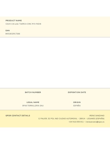 Caja s 16 unid. tuerca cinc m 5 fadix