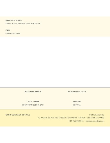 Caja s 8 unid. tuerca cinc m 8 fadix