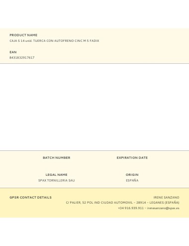 Caja s 14 unid. tuerca con autofreno cinc m 5 fadix