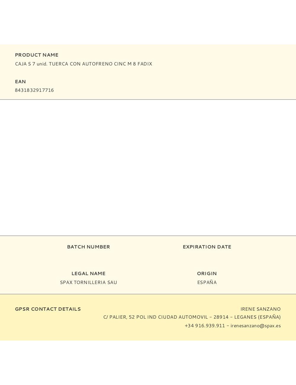 Caja s 7 unid. tuerca con autofreno cinc m 8 fadix