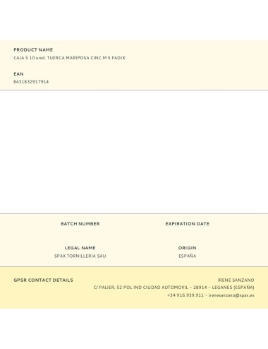 Caja s 10 unid. tuerca mariposa cinc m 5 fadix