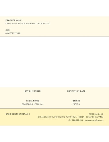 Caja s 6 unid. tuerca mariposa cinc m 6 fadix