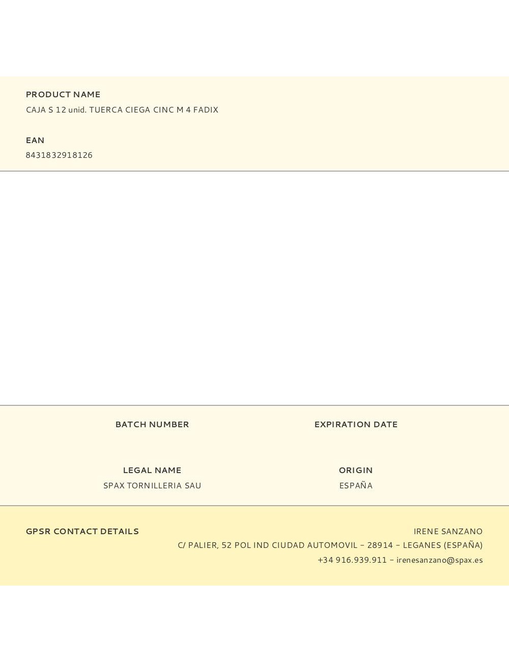 Caja s 12 unid. tuerca ciega cinc m 4 fadix