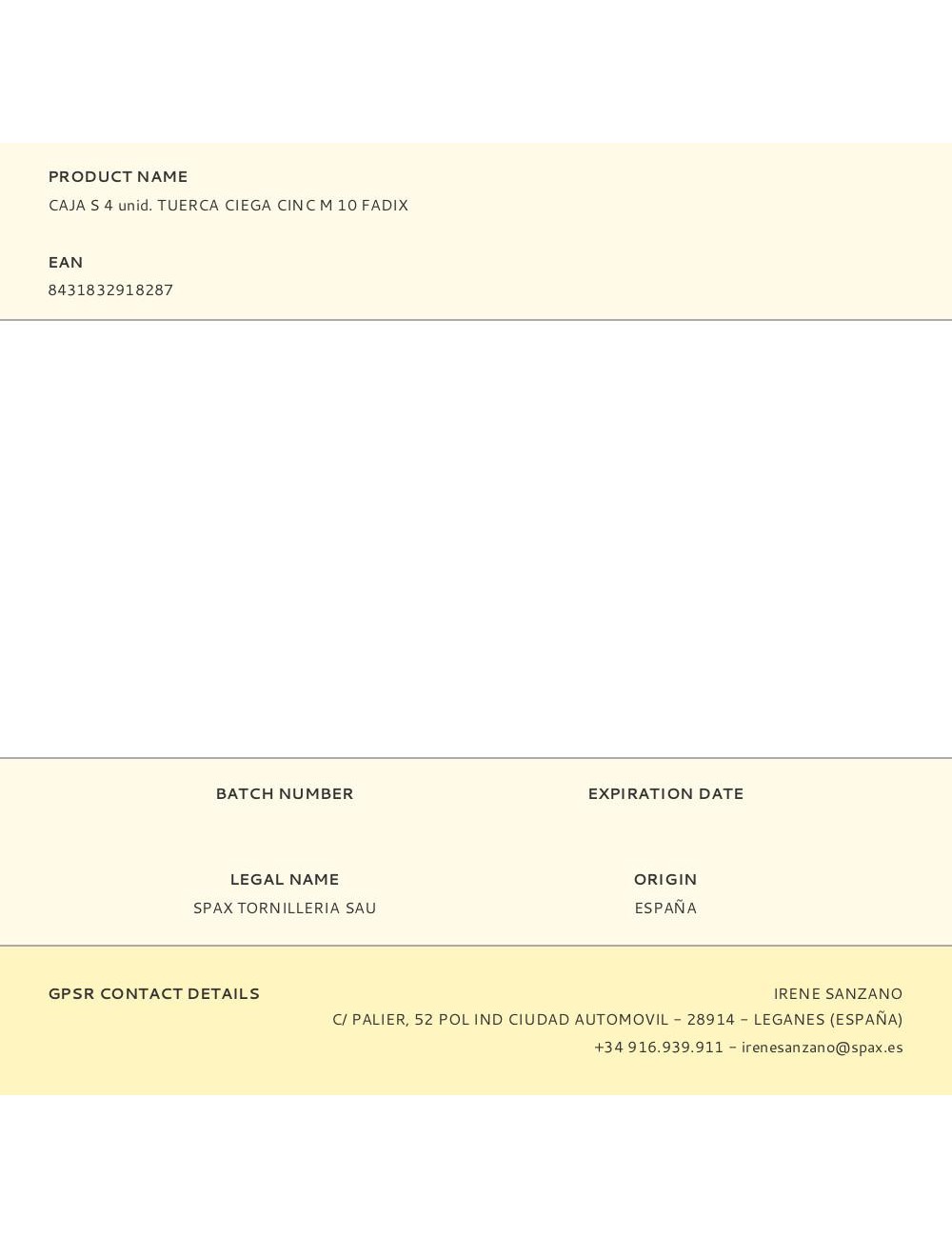 Caja s 4 unid. tuerca ciega cinc m 10 fadix