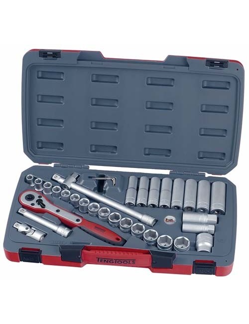 JUEGO DE LLAVES DE VASO HEXAGONAL 1/2" T1234 34 PZAS JUEGO DE LLAVES DE VASO HEXAGONAL 1\2" T1234 34 PZAS