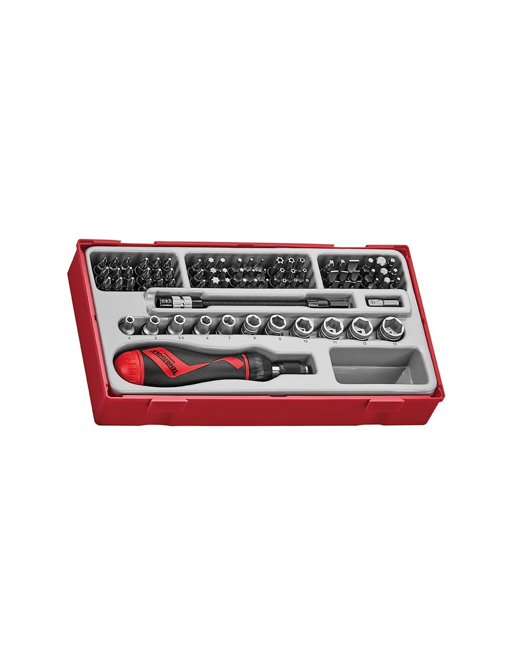 JUEGO DE PUNTAS, VASOS Y PORTAPUNTAS DE CARRACA 84 PCS Juego de puntas y vasos de 1\4" con destornillador y alargadera  TTMDR84