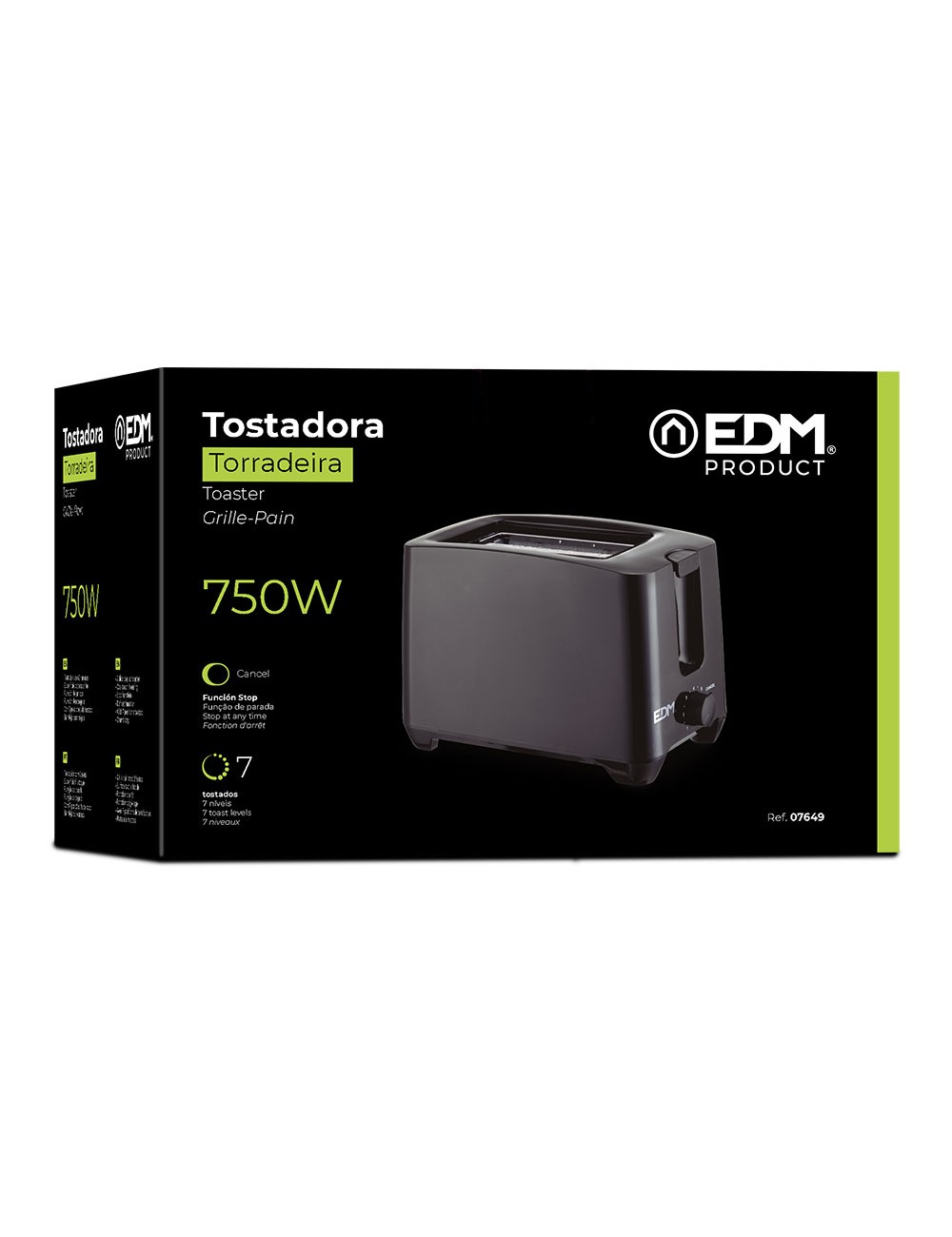 Tostadora doble ranura black design, 750 w