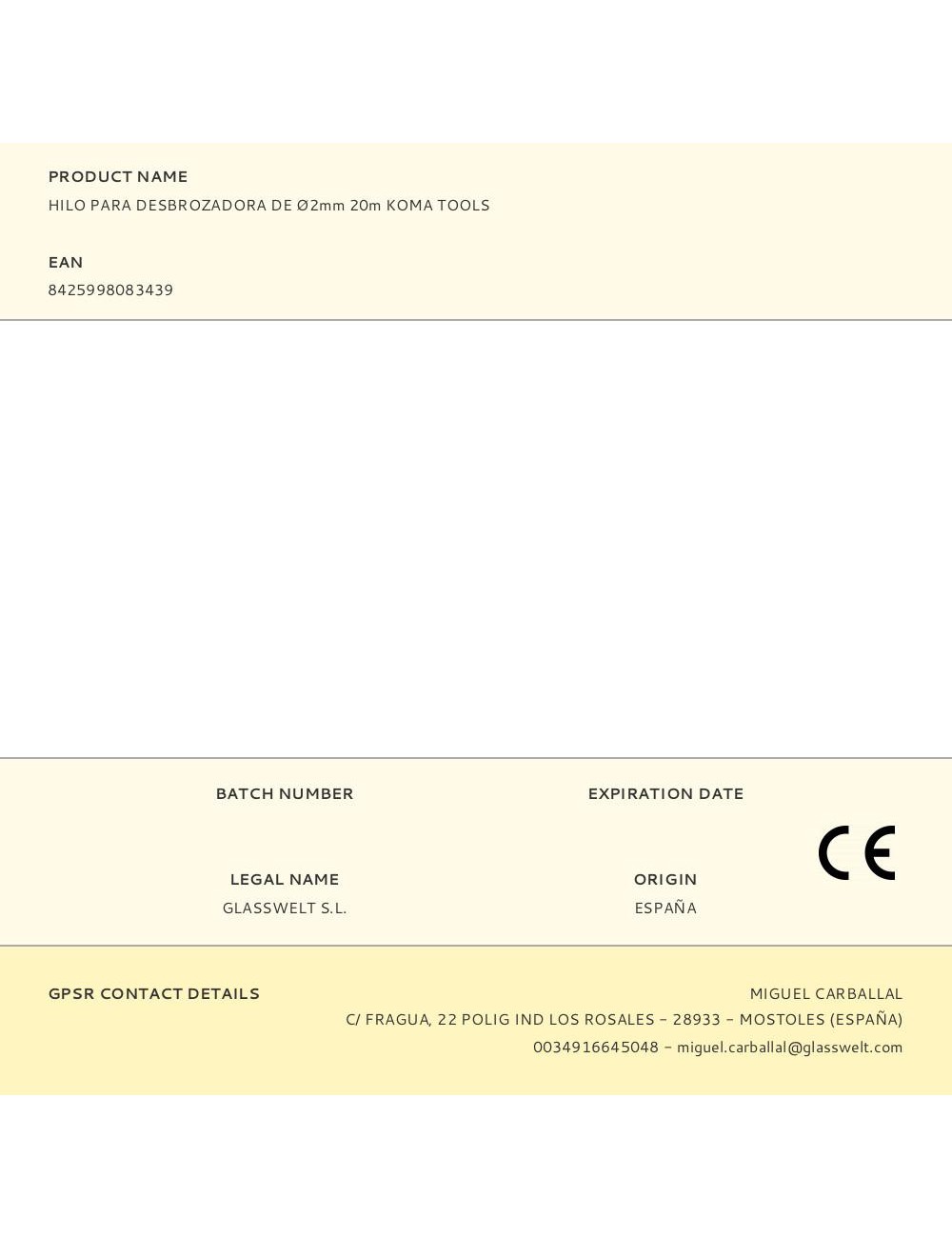 Hilo para desbrozadora de ø2mm 20m koma tools