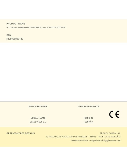 Hilo para desbrozadora de ø2mm 20m koma tools