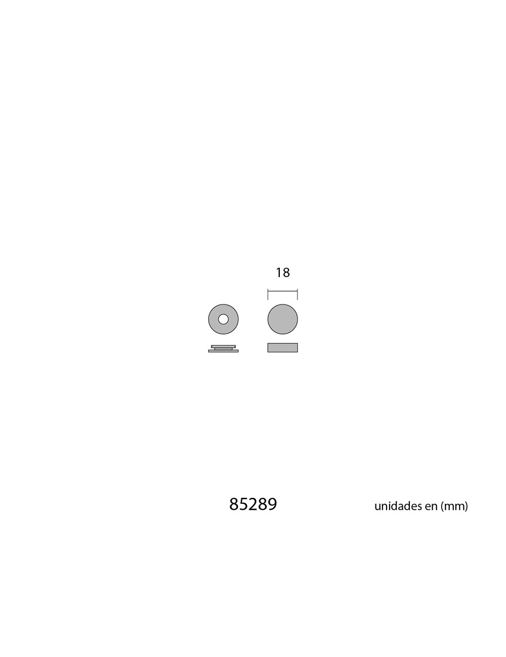 Embellecedor latón roscado liso 18 mm pulido, 4 uds